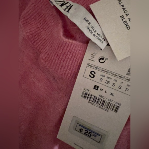 NWT Zara pink wool & alpaca blend long sleeve semi see through sweater - Picture 5 of 5
